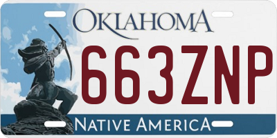 OK license plate 663ZNP