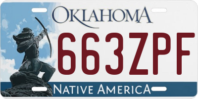 OK license plate 663ZPF