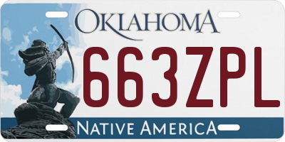 OK license plate 663ZPL