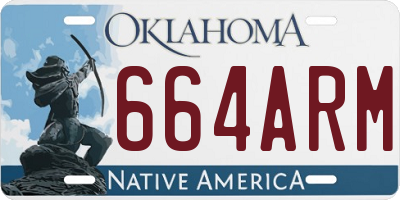 OK license plate 664ARM