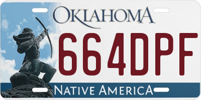 OK license plate 664DPF