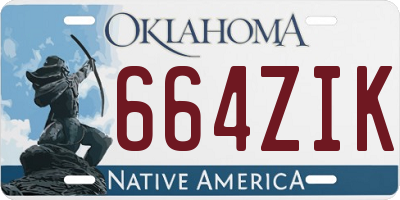 OK license plate 664ZIK