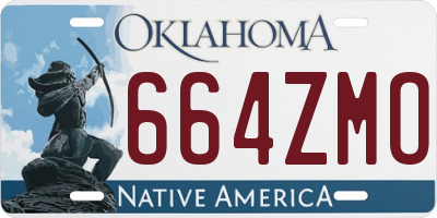 OK license plate 664ZMO