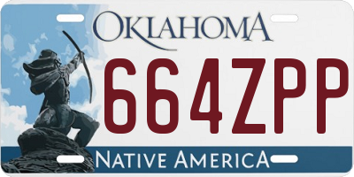 OK license plate 664ZPP