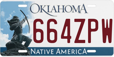 OK license plate 664ZPW