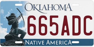 OK license plate 665ADC
