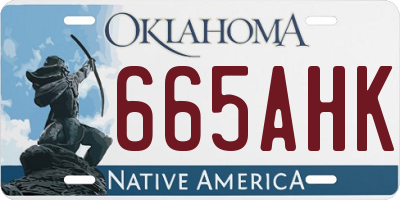 OK license plate 665AHK