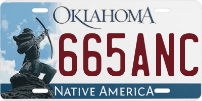 OK license plate 665ANC