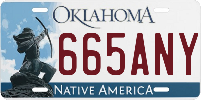 OK license plate 665ANY