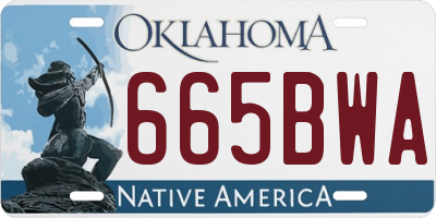 OK license plate 665BWA