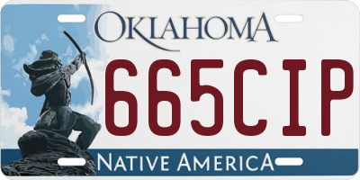 OK license plate 665CIP