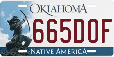 OK license plate 665DOF