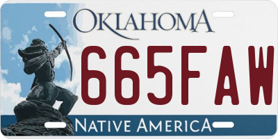 OK license plate 665FAW
