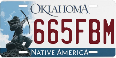 OK license plate 665FBM