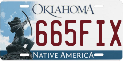 OK license plate 665FIX