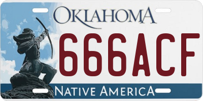 OK license plate 666ACF
