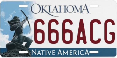 OK license plate 666ACG