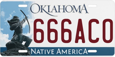 OK license plate 666ACO