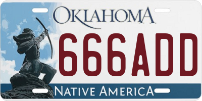 OK license plate 666ADD
