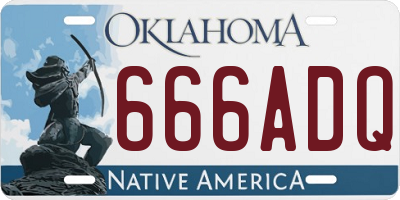 OK license plate 666ADQ