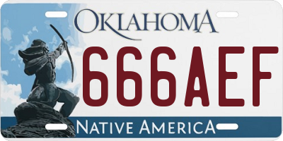 OK license plate 666AEF