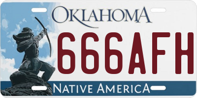 OK license plate 666AFH
