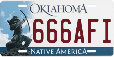 OK license plate 666AFI