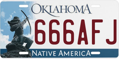 OK license plate 666AFJ