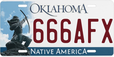 OK license plate 666AFX