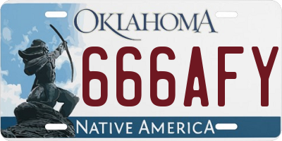 OK license plate 666AFY