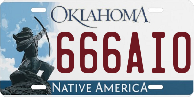 OK license plate 666AIO