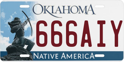 OK license plate 666AIY