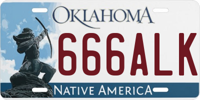 OK license plate 666ALK