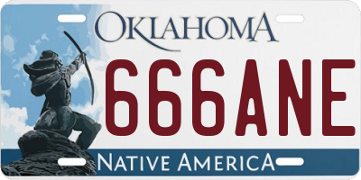 OK license plate 666ANE