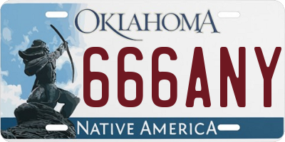 OK license plate 666ANY