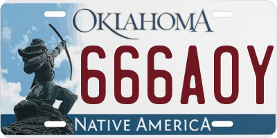 OK license plate 666AOY