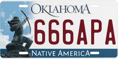 OK license plate 666APA