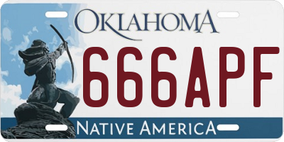 OK license plate 666APF