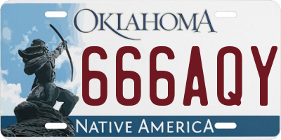 OK license plate 666AQY