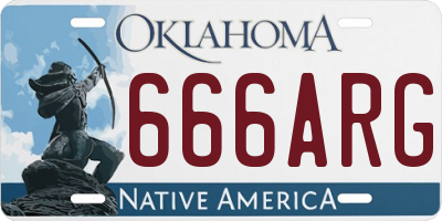 OK license plate 666ARG