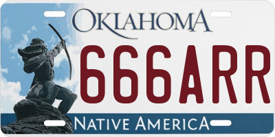 OK license plate 666ARR