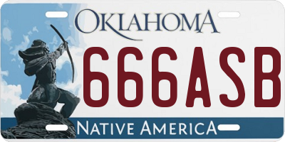 OK license plate 666ASB