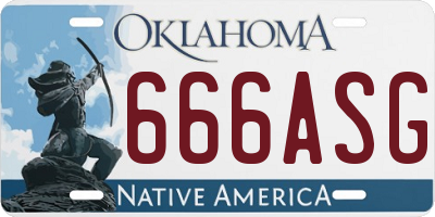 OK license plate 666ASG