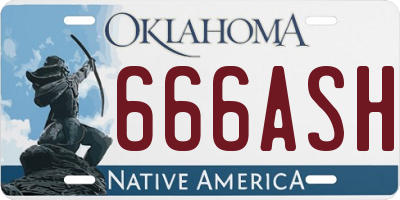 OK license plate 666ASH