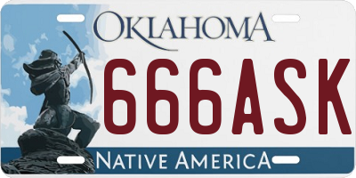 OK license plate 666ASK