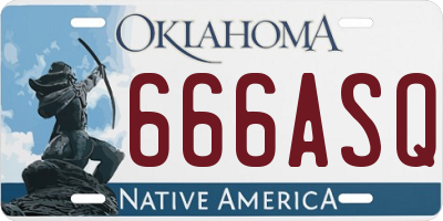 OK license plate 666ASQ