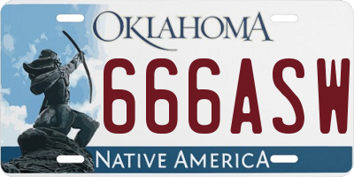 OK license plate 666ASW
