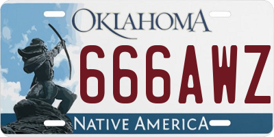 OK license plate 666AWZ