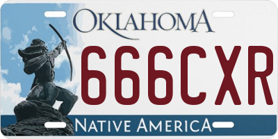 OK license plate 666CXR