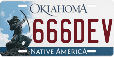 OK license plate 666DEV